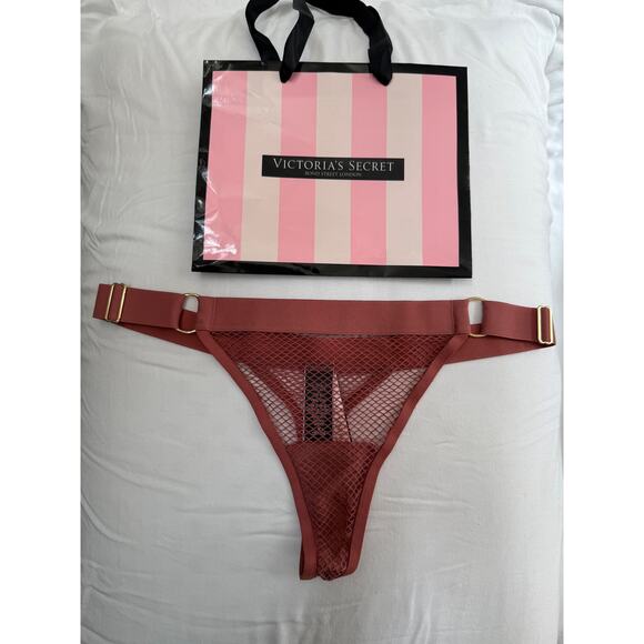 NWT Victoria’s Secret Mesh Strappy Thong Panty – Rust Red – Size M - Picture 1 of 3